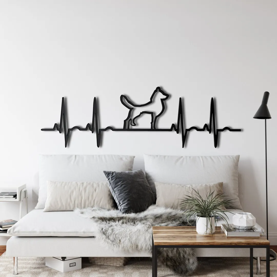 il_fullxfull.2720416599_iyjv.webp Ekg Dog Wall Art, Dog Metal Wall Decor, Living Room Decoration, Wall Hangings, Dog Lover Gift, Ekg Rhythm Geometric Puppy Art