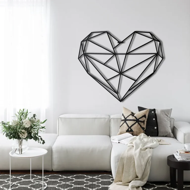 Metal Wall Art Geometric Heart Metal Decor Bedroom Decoration Love Gift ...