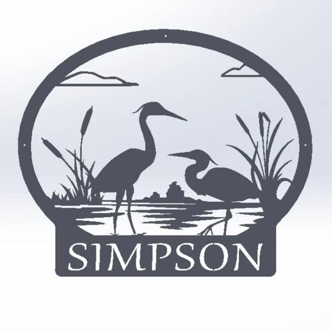 il_fullxfull.2721613233_db7r_1024x1024_2x_66519b62-458e-4395-80fd-a63c090aad98.webp Monogram, Crane, Nature, Beach House, Lake House, Metal, Personalized, Wedding Gift, Housewarming Gift, Weatherproof, Metal Wall Art Cut Metal Sign
