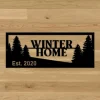 Winter Tree Sign, Tree Sign, Metal Tree Sign, Home Sign, Established Year, Winter Decoration, Tree Wall Art, Signs