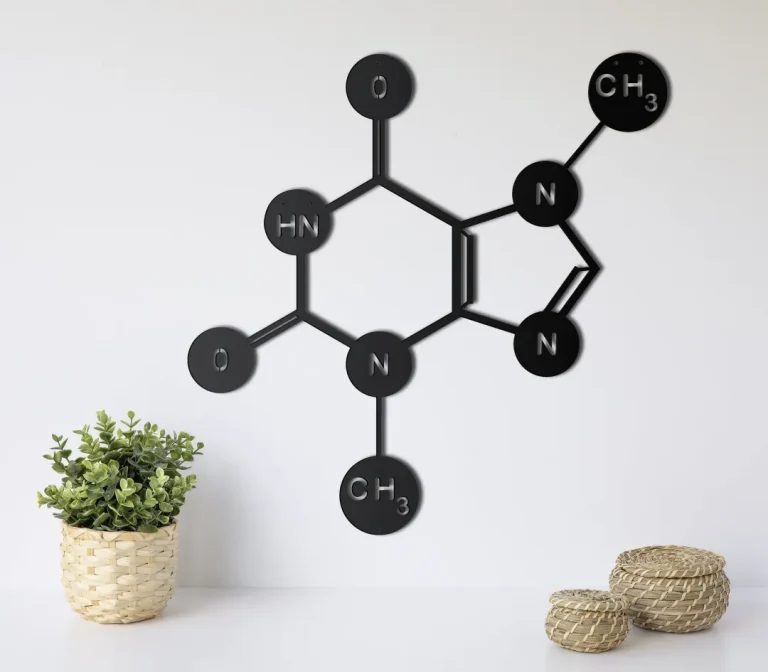 Chocolate Symbol Theobromine Molecule, Metal Wall Decor, Metal Wall Art, Science Art, Biology Chemistry Art Office Decoration