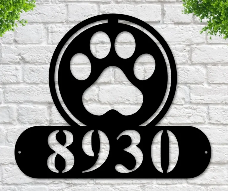 Paw Print Address Sign, Paw Metal Sign, Metal Animal Paw Print Sign, Cat Paw Sign, Dog Paw Print Sign, Address Signs