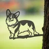Metal Corgi Silhouette Puppy - Usa Steel Dog Sign Cutout - Rustic Outdoor Home & Garden Decor - Housewarming Gift For Dog Lovers