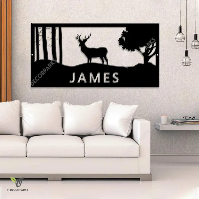 Personalized Deer Sign, Last Name Deer Sign, Front Porch Sign, Custom Deer Sign, Deer Decor, Deer Sign