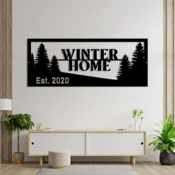 Winter Tree Sign, Tree Sign, Metal Tree Sign, Home Sign, Established Year, Winter Decoration, Tree Wall Art, Signs