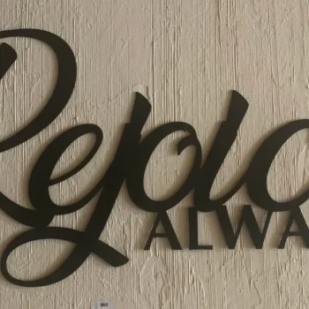 Rejoice Always Metal Wall Words, Metal Wall Art, Metal House Sign