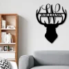 Deer Sign, Deer Antler Decor, Deer Hunter Gift, Deer Camp Sign, Christmas Gift, Deer Name Metal Sign, Fathers Day Gift, Last Name Sign, Him
