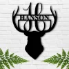Deer Sign, Deer Antler Decor, Deer Hunter Gift, Deer Camp Sign, Christmas Gift, Deer Name Metal Sign, Fathers Day Gift, Last Name Sign, Him