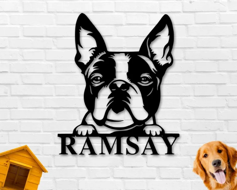 Boston Terrier Dog Sign, Boston Terrier Metal Sign, Boston Terrier Name Sign, Pet Name Sign, Dog Lover Sign, Gift For Pet Owner