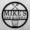 Personalized Metal Bar & Grill Sign, Outdoor Sign, Bbq Grill Sign, Outdoor Kitchen Metal Signs, Personalized Grill Sign Bbq Party Decor, Bbq