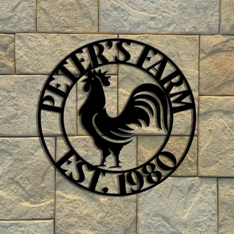Rooster Farm Theme Sign Wall Art, Metal Sign