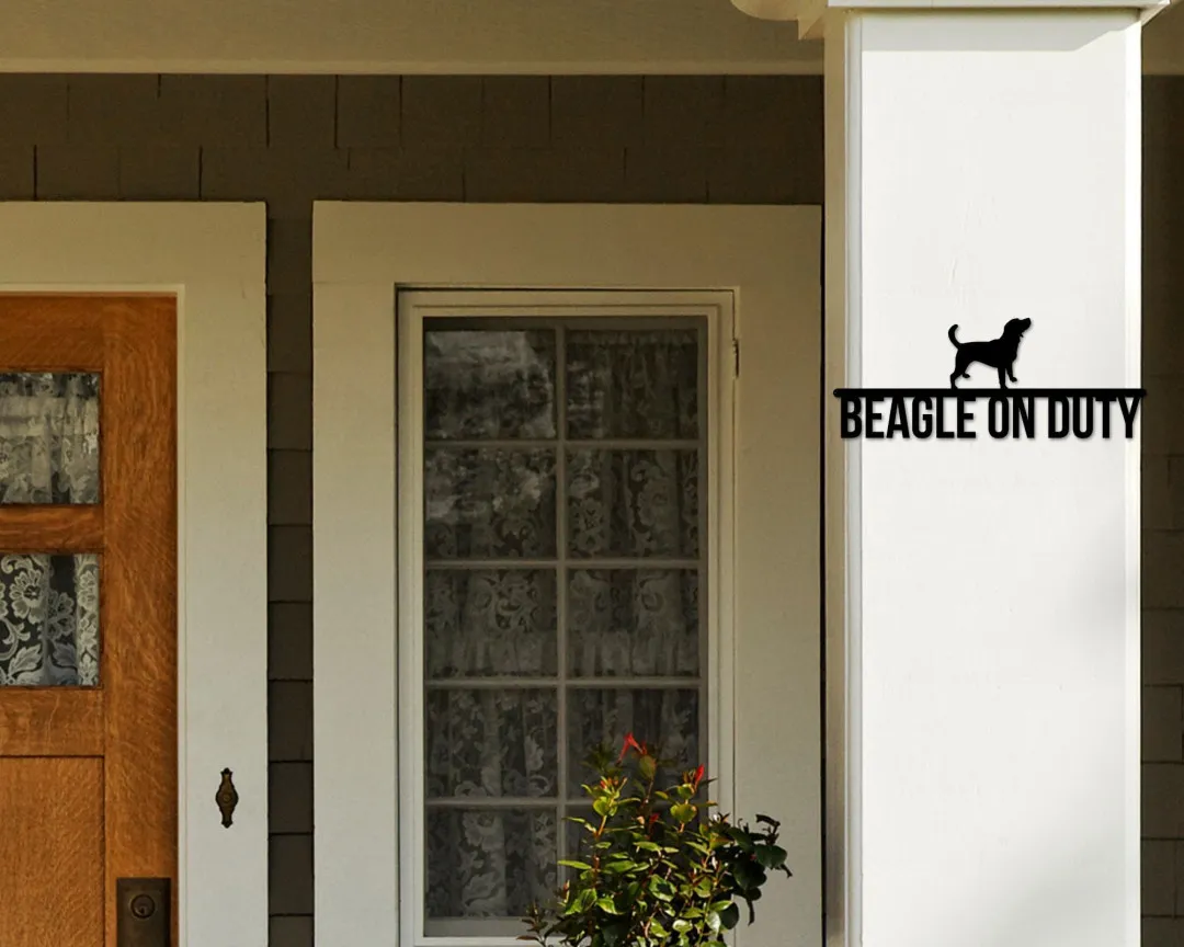 il_fullxfull.2833178412_gda9_1024x1024_2x_2cecb702-4ea2-4c1f-84de-9605c680765a.webp Beagle On Duty, Beagle Metal Sign, Dog Lover Sign, Gift For Pet Owner, Dog On Duty Sign, Dog Wall Art