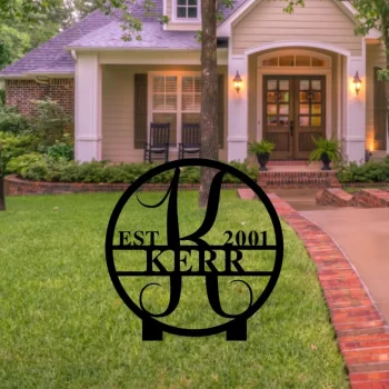 Mothers Day Gift, Gift For Mom, Circle Family Monogram Sign, Est Date, Lowest Price, Metal Monogram, Gift Wedding, Yard
