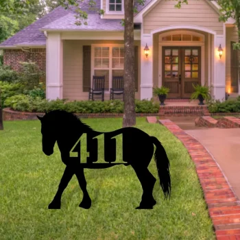 Horse Themed Custom Address Steel Yard Sign, Horse Address Sign, Horse House Number Plaque, Custom Metal Sign, Address Plaque, Front Yard