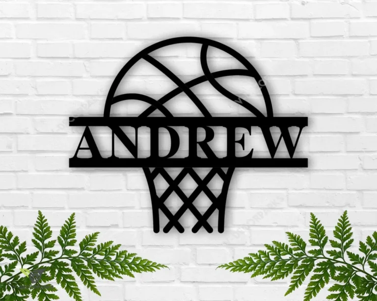 Personalized Basketball Name Sign, Custom Metal Basketball With Hoop, Sports Fan, Kids Room Wall Art, Kids Christmas Gift, Kids Birthday