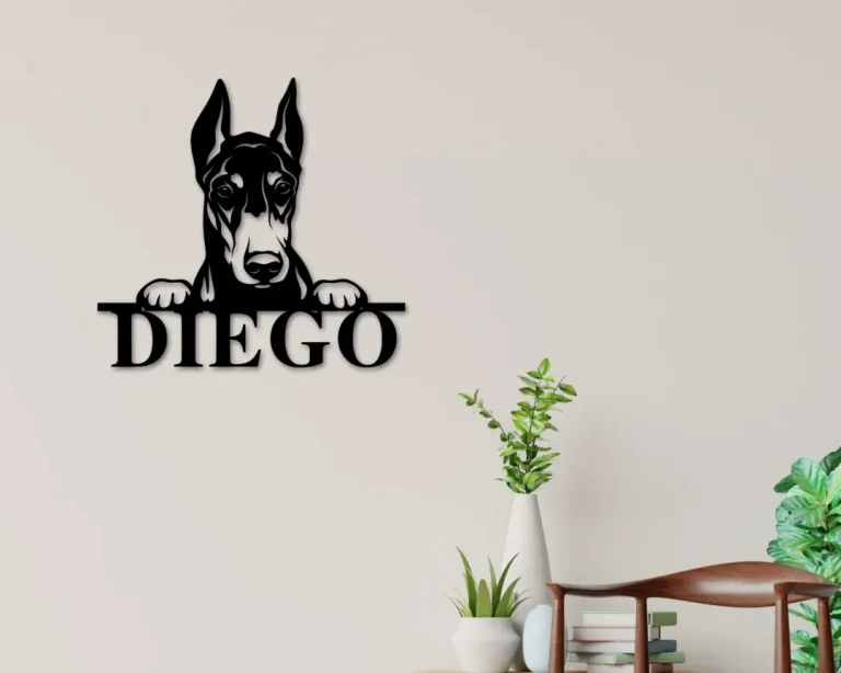 Dobermann Dog Sign, Dobermann Metal Sign, Dobermann Name Sign, Pet Name Sign, Dog Lover Sign, Gift For Pet Owner