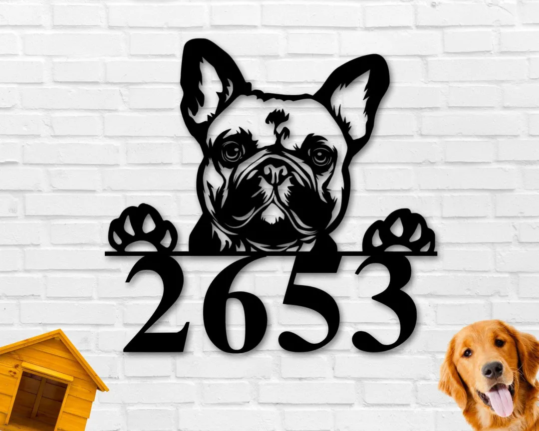 il_fullxfull.2853641935_3k0p_1024x1024_2x_55dd5b44-0ea3-48ef-9f38-58a717245ce2.webp Custom Address Sign, Dog Address Sign, Metal Sign, Address Numbers, Dog Lover Sign, Gift For Pet Owner