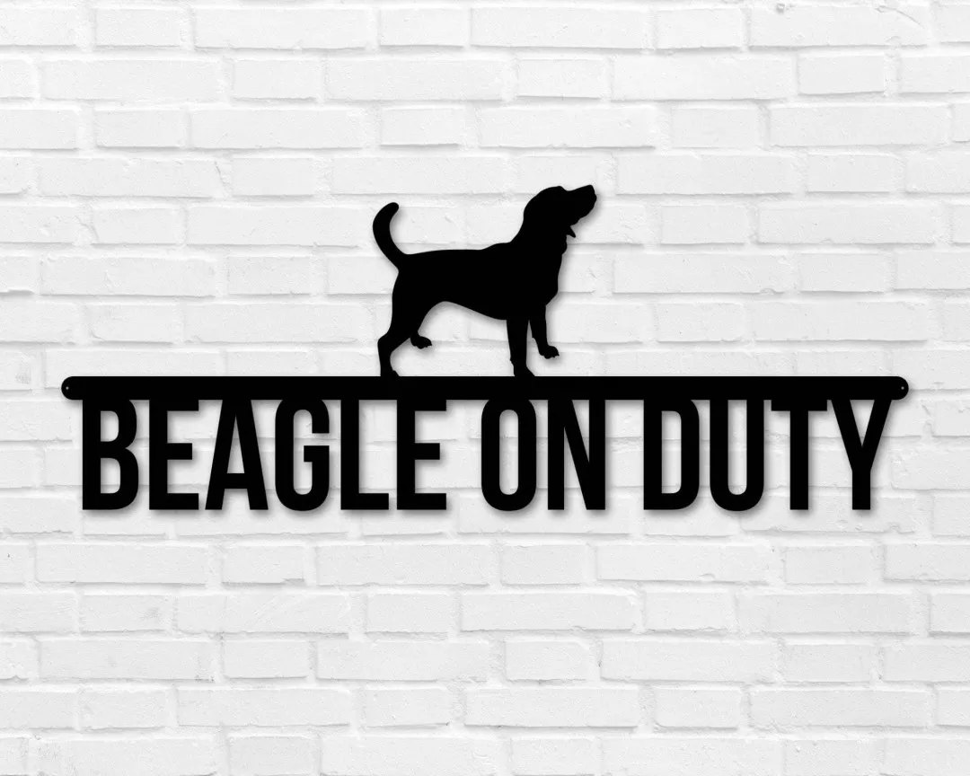 il_fullxfull.2880845011_nffr_1024x1024_2x_c3b52a89-2388-44a4-806f-e1a117c67b09.webp Beagle On Duty, Beagle Metal Sign, Dog Lover Sign, Gift For Pet Owner, Dog On Duty Sign, Dog Wall Art