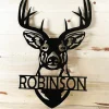 Whitetail Buck Monogram - Personalized Metal Deer Last Name Sign - 24" Deer Head Monogram - Deer Head Sign - Hunting Gift - Deer Camp Sign