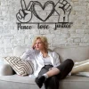 Peace Love Justice Metal Wall Decor, Metal Wall Art, Metal Wall Hangings, Steel Wall Art, Peace Love Justice, Office Decoration Gift, Hippie