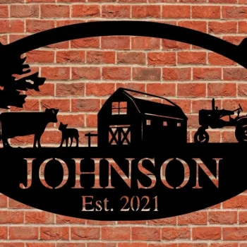 Monogram, Metal Sign, Farm, Ranch, Barn, Personalized, Wedding, Housewarming, Weatherproof, Metal Wall Art, Metal Letter Cut Metal Sign