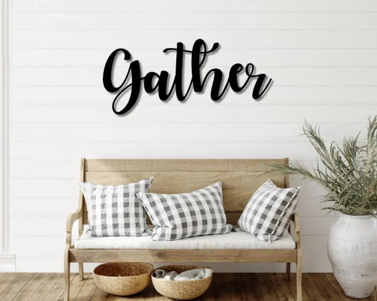 Gather Metal Word Art, Autumn Script Word Art, Indoor - Outdoor Gather Metal Sign, Metal Wall Art, Farmhouse Decor, Gather Word Art