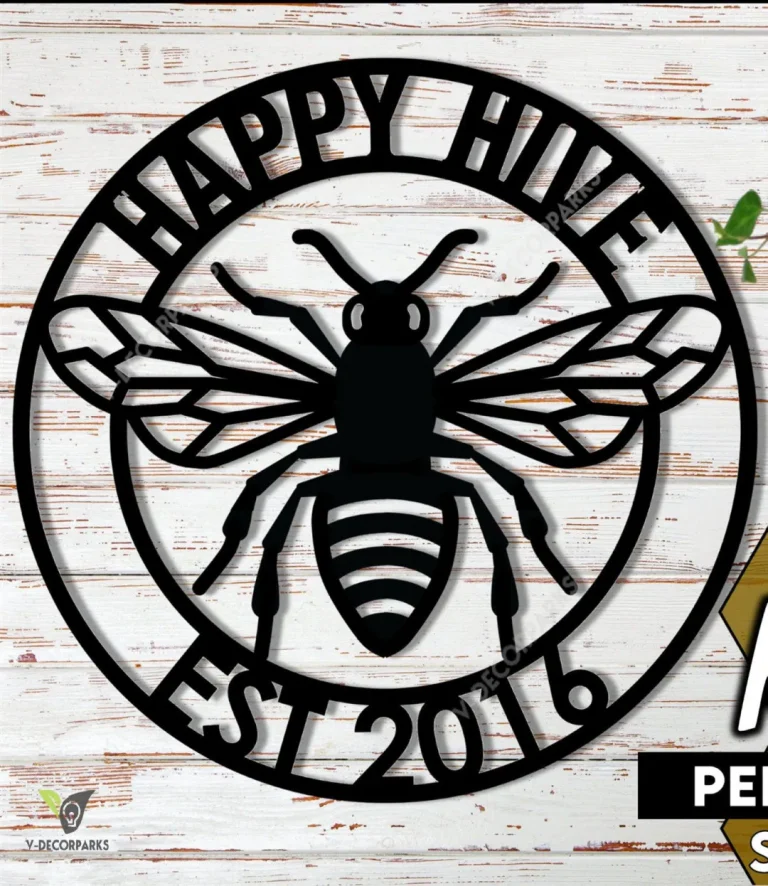 Personalized Bee Steel Sign, Bee Established Date Cut Metal Sign, Bee Garden Wall Metal Art