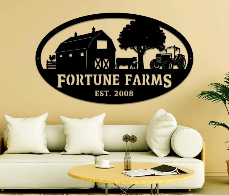 Personalized Farm Scene With Established Date Oval Metal Sign - Metal Sign - Farm Sign - Outdoor Sign - Personalised Sign - Farmhouse Decor