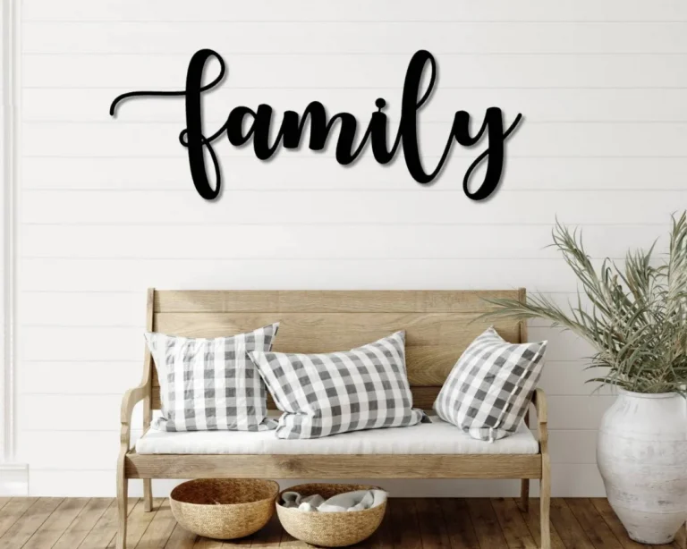 Family Metal Word Art, Autumn Script Word Art, Indoor - Outdoor Family Metal Sign, Metal Wall Art, Farmhouse Decor, Family Word Art