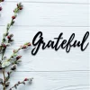 Grateful Cursive Metal Wall Art Cut Metal Sign