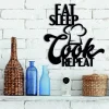 Eat Sleep Cook Repeat, Kitchen Wall Decor, Mothers Day Gift, Dining Room Wall Art, Farmhouse Decor, Rustic Metal Word, Housewarming Gift