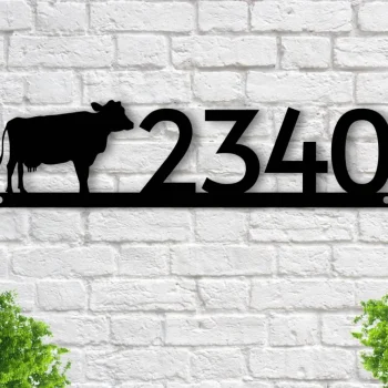 Cow Address Sign, Cow Metal Sign, Metal Farm Sign, Cow Ranch Sign, Metal Cow Address Signs, House Number Plaque, Metal Signs