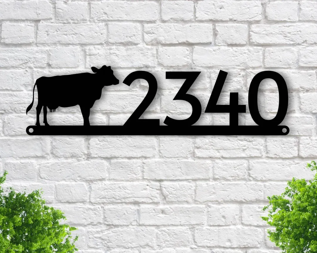 il_fullxfull.2933272596_qkcj_1024x1024_2x_ffb1210c-7bab-47c7-9aaf-58a6edac31d9.webp Cow Address Sign, Cow Metal Sign, Metal Farm Sign, Cow Ranch Sign, Metal Cow Address Signs, House Number Plaque, Metal Signs