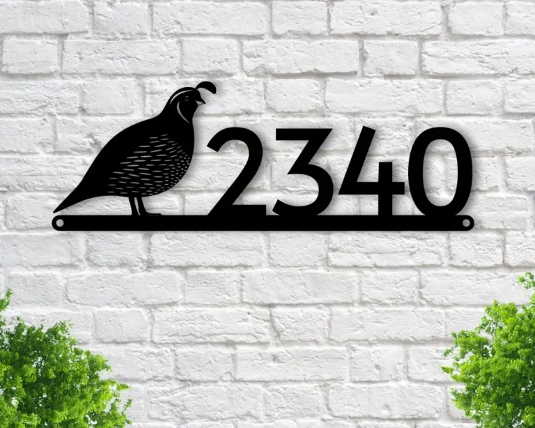 Quail Address Sign, Bird Sign, Bird Address Sign, Metal Address Sign, House Number Plaque, Custom Metal Address Sign, Metal House Numbers