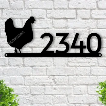 Chicken Address Sign, Chicken Metal Sign, Metal Farm Sign, Chicken Sign, Chicken Decor, House Number Plaque, Address Plaque, Metal Signs