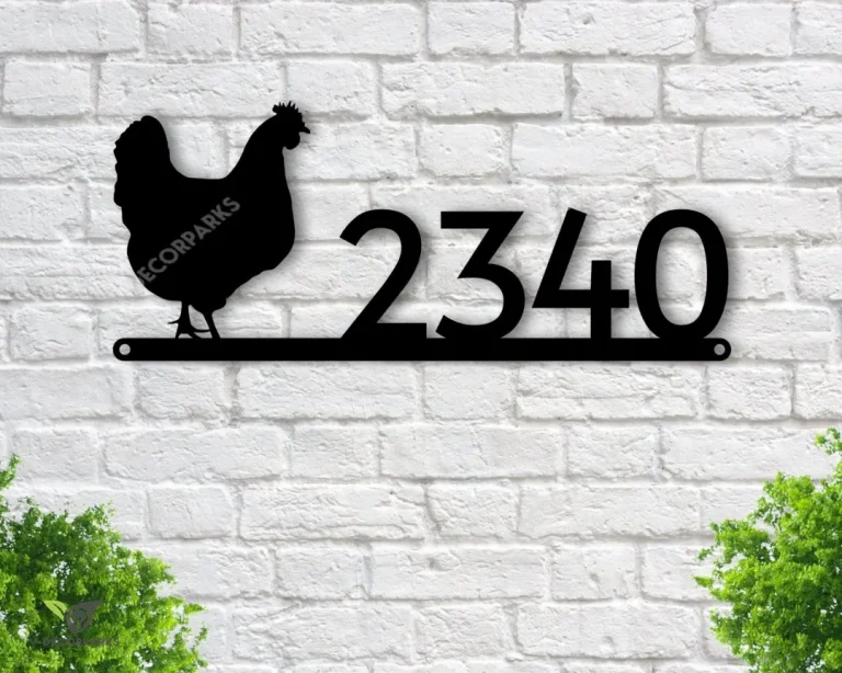 Chicken Address Sign, Chicken Metal Sign, Metal Farm Sign, Chicken Sign, Chicken Decor, House Number Plaque, Address Plaque, Metal Signs