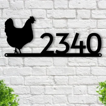 Chicken Address Sign, Chicken Metal Sign, Metal Farm Sign, Chicken Sign, Chicken Decor, House Number Plaque, Metal Signs