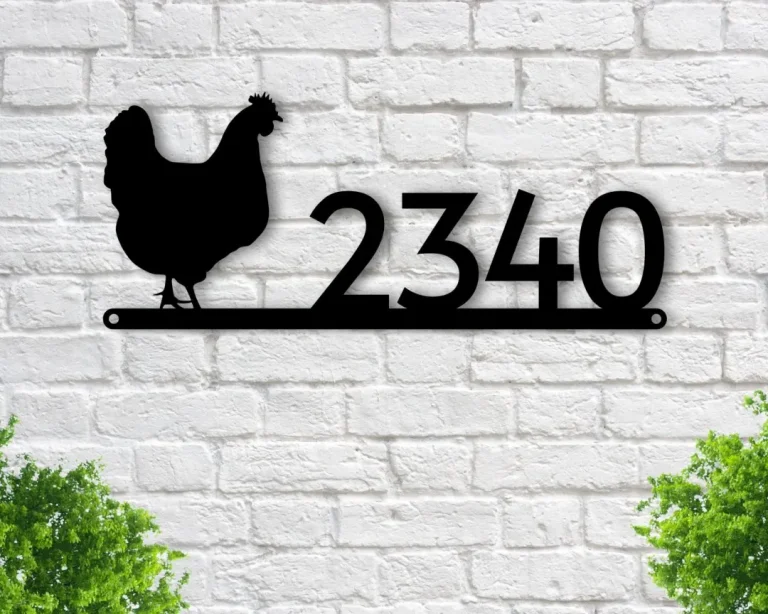 Chicken Address Sign, Chicken Metal Sign, Metal Farm Sign, Chicken Sign, Chicken Decor, House Number Plaque, Metal Signs