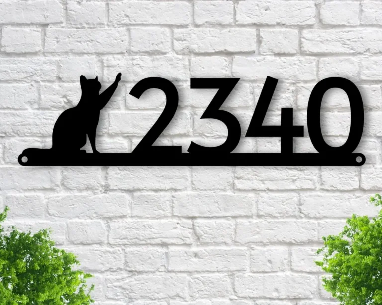 Cat Address Sign, Cat Metal Sign, Metal Cat Sign, Cat Sign, Cat Decor, Cat, Address Signs, House Number Plaque, Address Plaque, Metal Signs