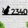 Cat Address Sign, Cat Metal Sign, Metal Cat Sign, Cat Sign, Cat Decor, Cat, Address Signs, House Number Plaque, Address Plaque, Metal Signs