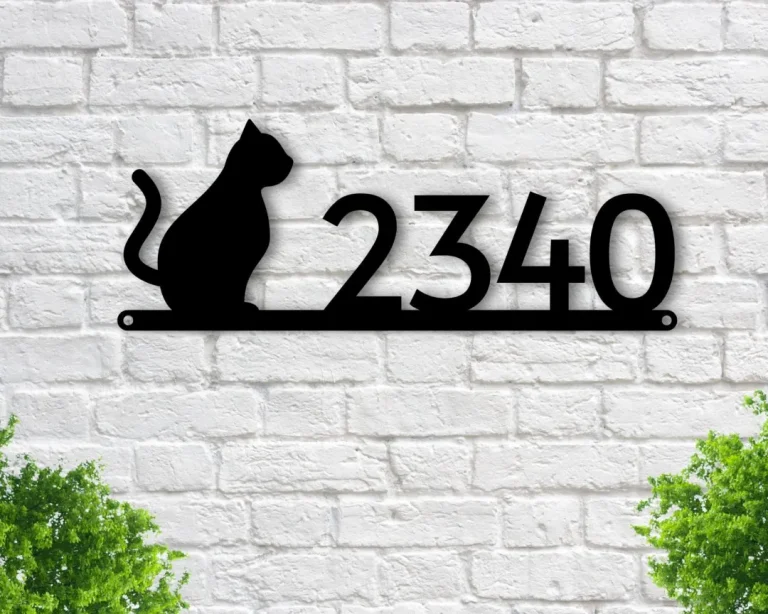 Cat Address Sign, Cat Metal Sign, Metal Cat Sign, Cat Sign, Cat Decor, Cat, Address Signs, House Number Plaque, Address Plaque, Metal Signs