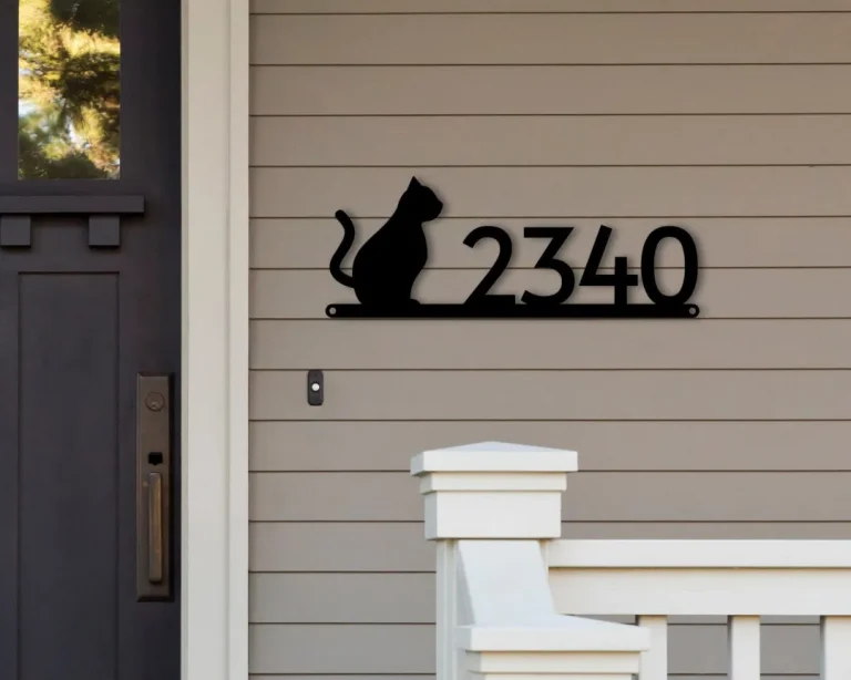 Cat Address Sign, Cat Metal Sign, Metal Cat Sign, Cat Sign, Cat Decor, Cat, Address Signs, House Number Plaque, Address Plaque, Metal Signs