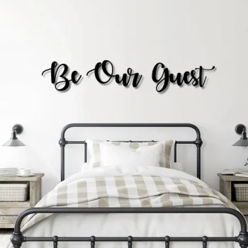 Be Our Guest Metal Word Art, Autumn Script Word, Indoor Outdoor Be Our Guest Metal Sign, Be Our Guest Metal Wall Art, Farmhouse Decor