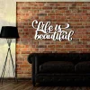 Life Is Beautiful Metal Words Wall Art Home Decor Wall Hanging Metal Letters Office Decor Housewarming Gift Minimalist Wall Art