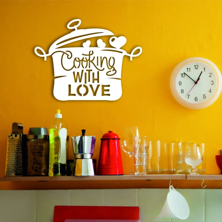 Cooking With Love Mood Kitchen Wall Decor, Metal Wall Art, Kitchen Metal Sign