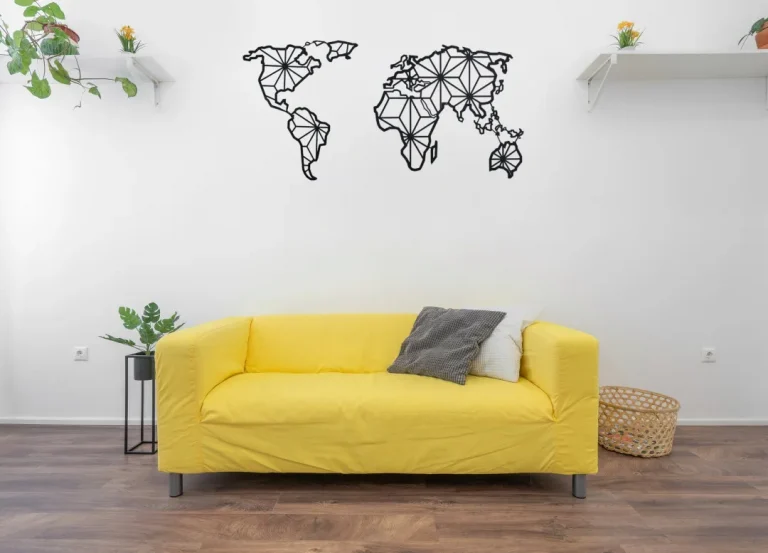 Chic Metal World Map, 2 Panels Metal World Decor, Wall Decor, Wall Hangings, House Warming Gift, Living Room Decoration, Carte Du Monte