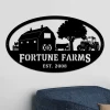 Personalized Farm Scene With Established Date Oval Metal Sign - Metal Sign - Farm Sign - Outdoor Sign - Personalised Sign - Farmhouse Decor