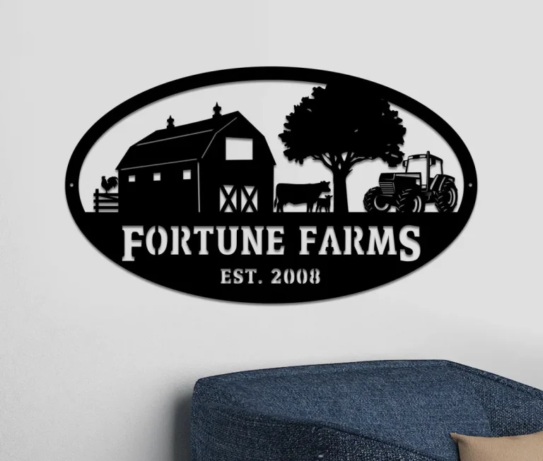 Personalized Farm Scene With Established Date Oval Metal Sign - Metal Sign - Farm Sign - Outdoor Sign - Personalised Sign - Farmhouse Decor