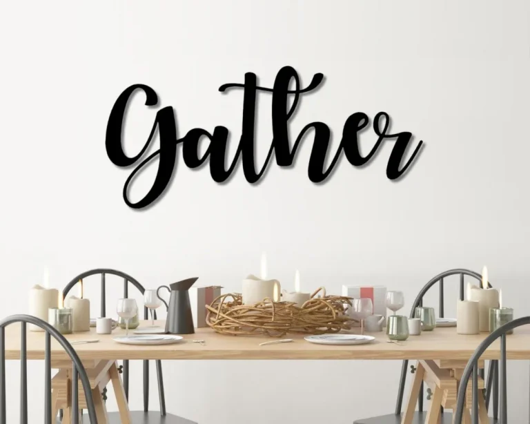 Gather Metal Word Art, Autumn Script Word Art, Indoor - Outdoor Gather Metal Sign, Metal Wall Art, Farmhouse Decor, Gather Word Art