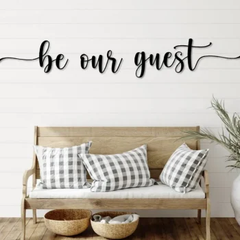 Be Our Guest Metal Word Art, Honey Script Word Art, Indoor Outdoor Be Our Guest Metal Sign, Be Our Guest Metal Wall Art, Farmhouse Decor